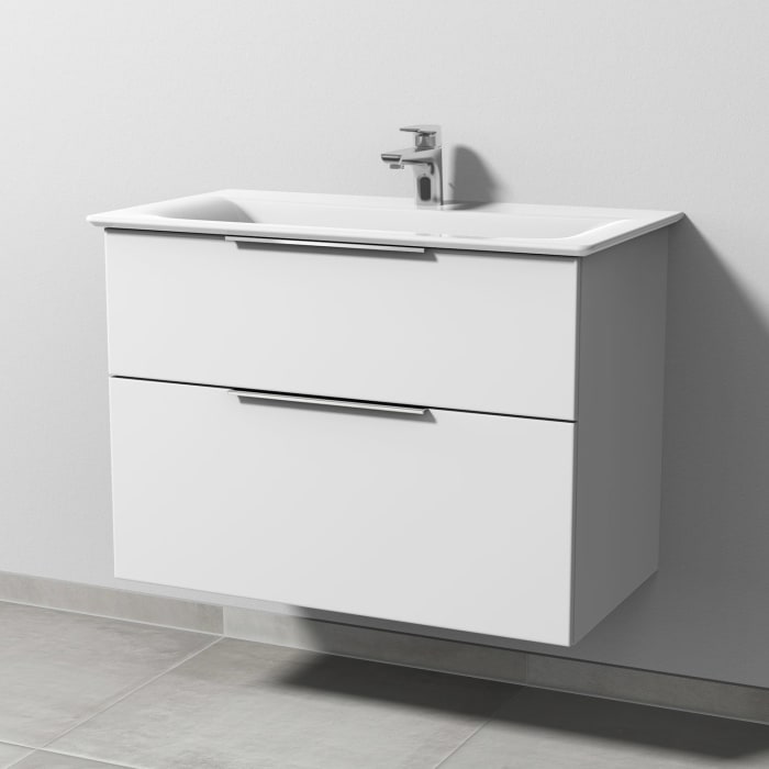 Sanipa 3way Waschtischunterbau für Keramik-Waschtisch Connect Air 84 cm, 2 Auszüge mit Aufsatzgriff