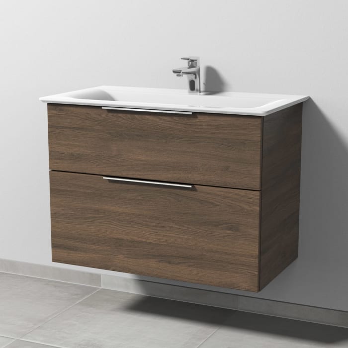 Sanipa 3way Waschtischunterbau für Keramik-Waschtisch Connect Air 84 cm, 2 Auszüge mit Aufsatzgriff