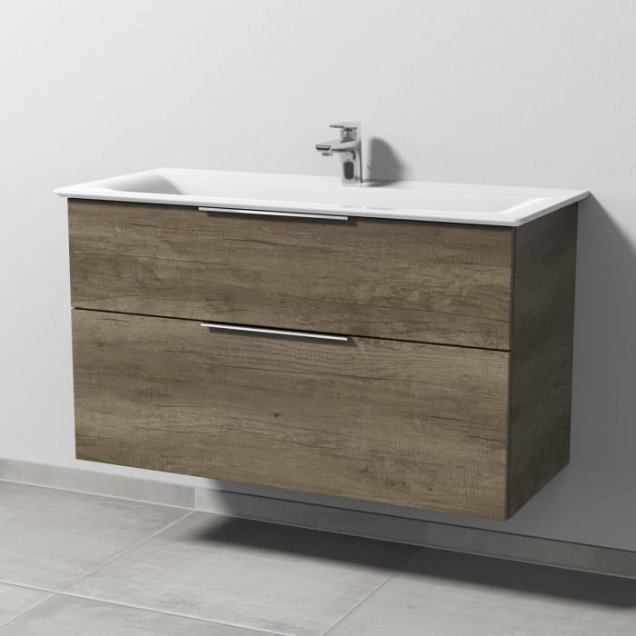 Sanipa 3way Waschtischunterbau für Keramik-Waschtisch Connect Air 104 cm, 2 Auszüge mit Aufsatzgriff