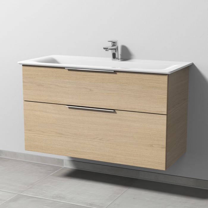 Sanipa 3way Waschtischunterbau für Keramik-Waschtisch Connect Air 104 cm, 2 Auszüge mit Aufsatzgriff