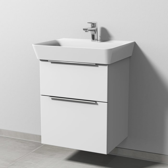 Sanipa 3way Waschtischunterbau für Keramik-Waschtisch Connect Air Cube 55 cm, 2 Auszüge mit Aufsatzgriff