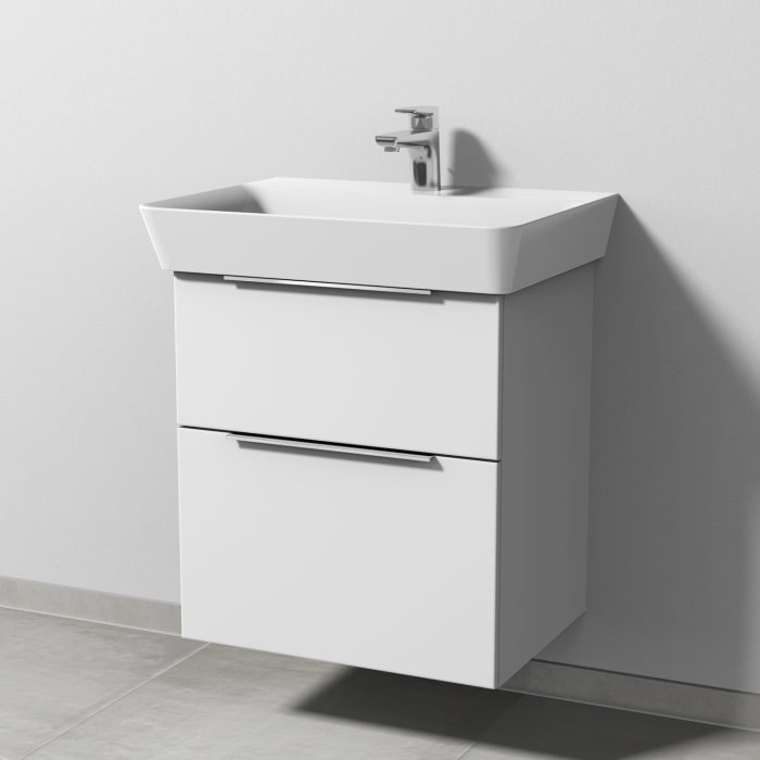 Sanipa 3way Waschtischunterbau für Keramik-Waschtisch Connect Air Cube 60 cm, 2 Auszüge mit Aufsatzgriff