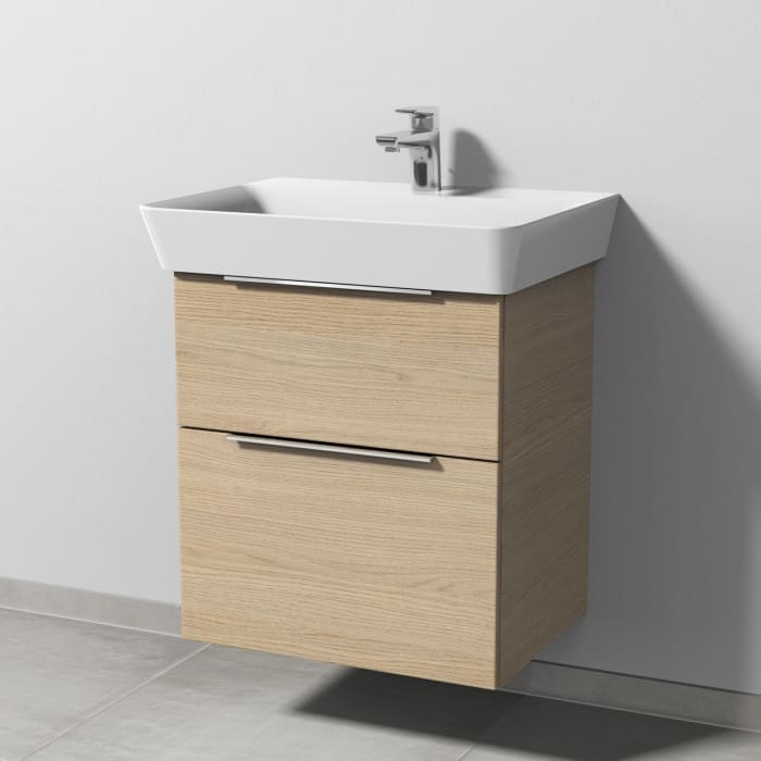 Sanipa 3way Waschtischunterbau für Keramik-Waschtisch Connect Air Cube 60 cm, 2 Auszüge mit Aufsatzgriff