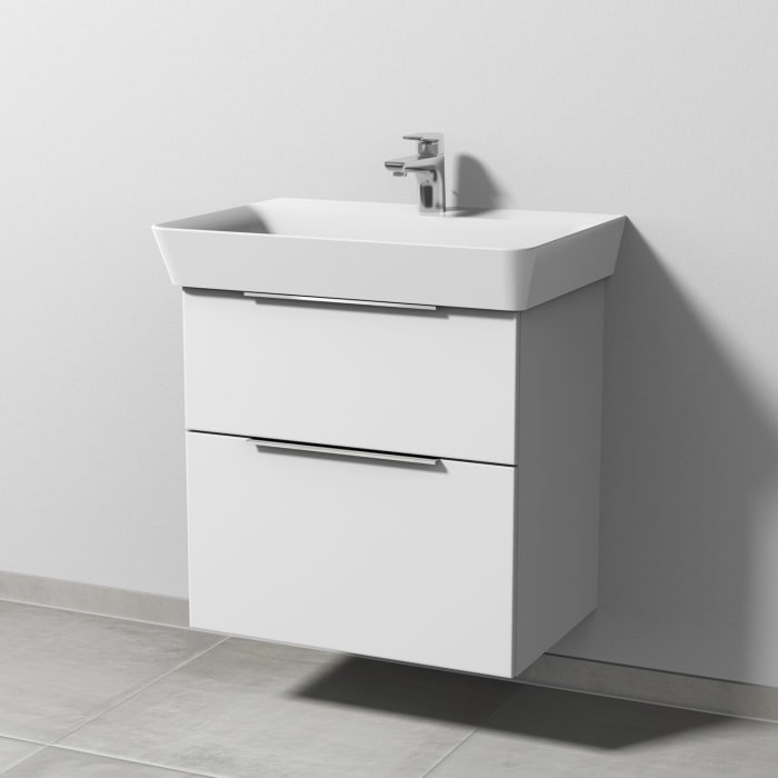 Sanipa 3way Waschtischunterbau für Keramik-Waschtisch Connect Air Cube 65 cm, 2 Auszüge mit Aufsatzgriff