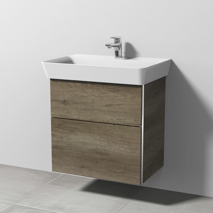 Sanipa 3way Waschtischunterbau für Keramik-Waschtisch Connect Air Cube 65 cm, 2 Auszüge mit Griffleisten