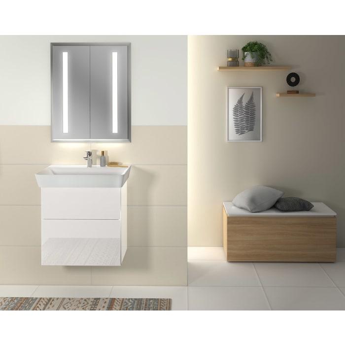 Sanipa 3way Waschtischunterbau für Keramik-Waschtisch Connect Air Cube 65 cm, 2 Auszüge mit Griffleisten