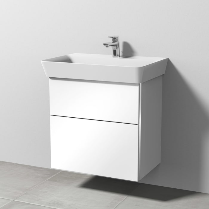 Sanipa 3way Waschtischunterbau für Keramik-Waschtisch Connect Air Cube 65 cm, 2 Auszüge mit Griffleisten