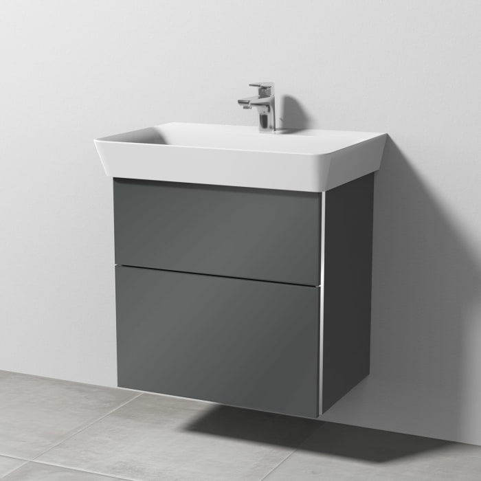 Sanipa 3way Waschtischunterbau für Keramik-Waschtisch Connect Air Cube 65 cm, 2 Auszüge mit Griffleisten