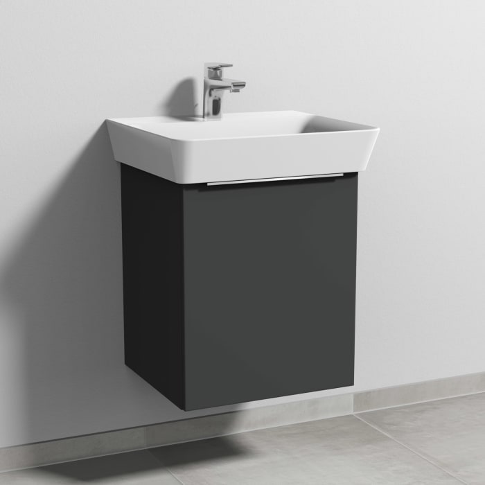 Sanipa 3way Waschtischunterbau für Keramik-Waschtisch Connect Air Cube 50 cm, 1 Tür, Anschlag rechts, mit Aufsatzgriff