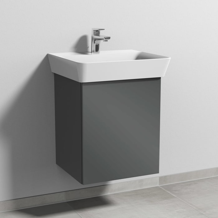 Sanipa 3way Waschtischunterbau für Keramik-Waschtisch Connect Air Cube 50 cm, 1 Tür, Anschlag rechts, mit Push to open