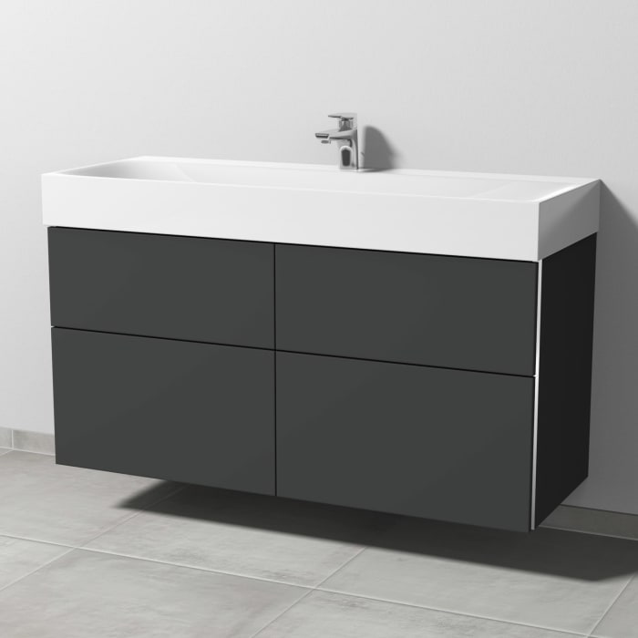 Sanipa 3way Waschtischunterbau für Stahl-Email-Waschtisch Silenio 120 cm, 4 Auszüge mit Griffleisten