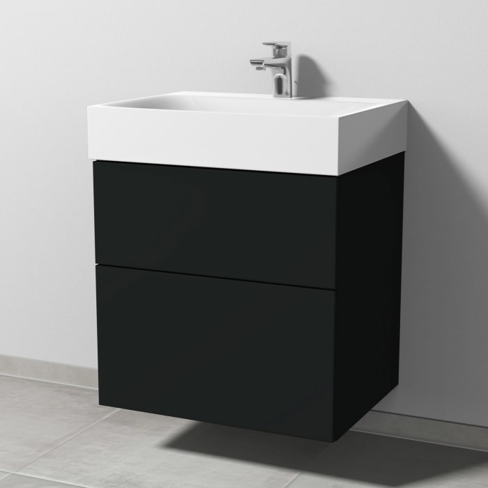 Sanipa 3way Waschtischunterbau für Stahl-Email-Waschtisch Silenio 60 cm, 2 Auszüge mit Push to open