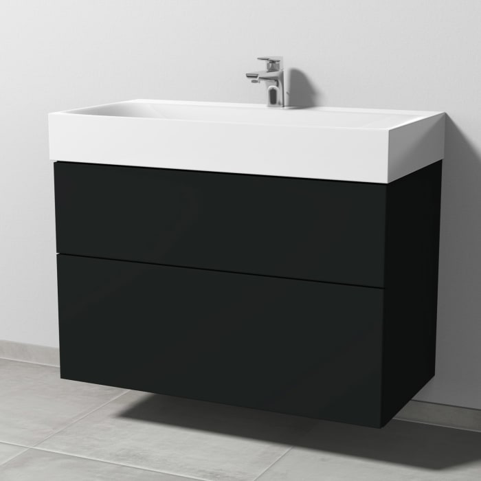 Sanipa 3way Waschtischunterbau für Stahl-Email-Waschtisch Silenio 90 cm, 2 Auszüge mit Push to open