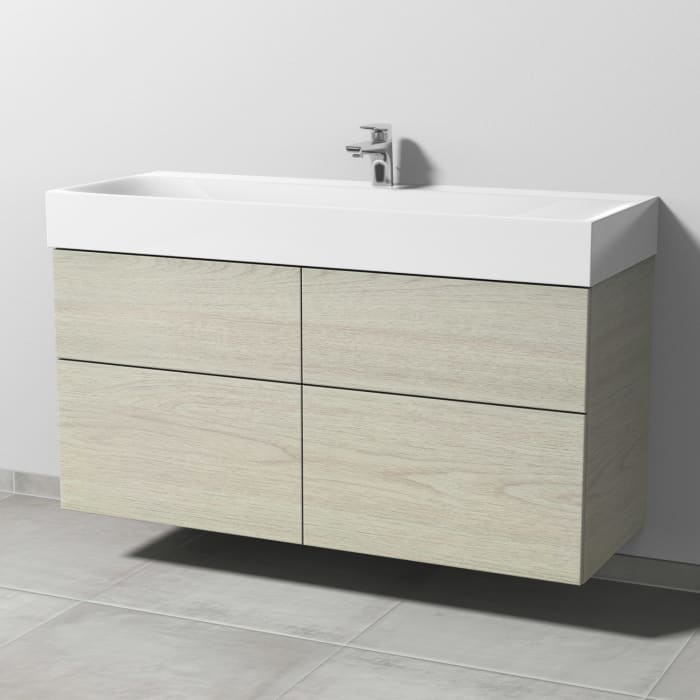 Sanipa 3way Waschtischunterbau für Stahl-Email-Waschtisch Silenio 120 cm, 4 Auszüge mit Push to open