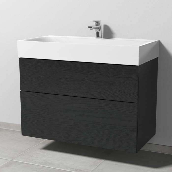 Sanipa 3way Waschtischunterbau für Stahl-Email-Waschtisch Silenio 90 cm, 2 Auszüge mit Push to open