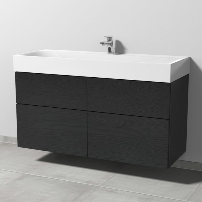 Sanipa 3way Waschtischunterbau für Stahl-Email-Waschtisch Silenio 120 cm, 4 Auszüge mit Push to open