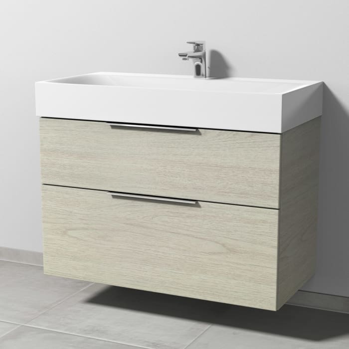 Sanipa 3way Waschtischunterbau für Stahl-Email-Waschtisch Silenio 90 cm, 2 Auszüge mit Aufsatzgriff