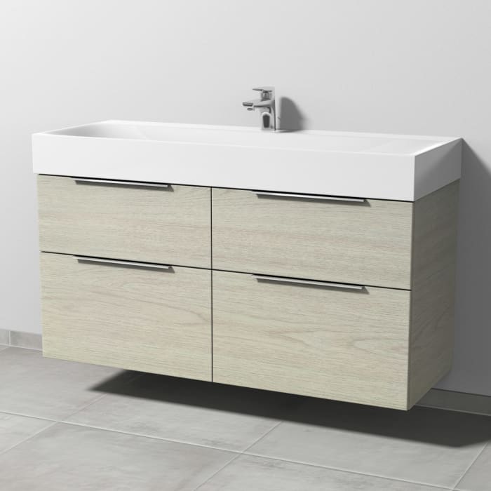 Sanipa 3way Waschtischunterbau für Stahl-Email-Waschtisch Silenio 120 cm, 4 Auszüge mit Aufsatzgriff