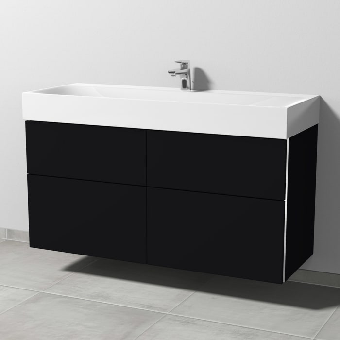 Sanipa 3way Waschtischunterbau für Stahl-Email-Waschtisch Silenio 120 cm, 4 Auszüge mit Griffleisten