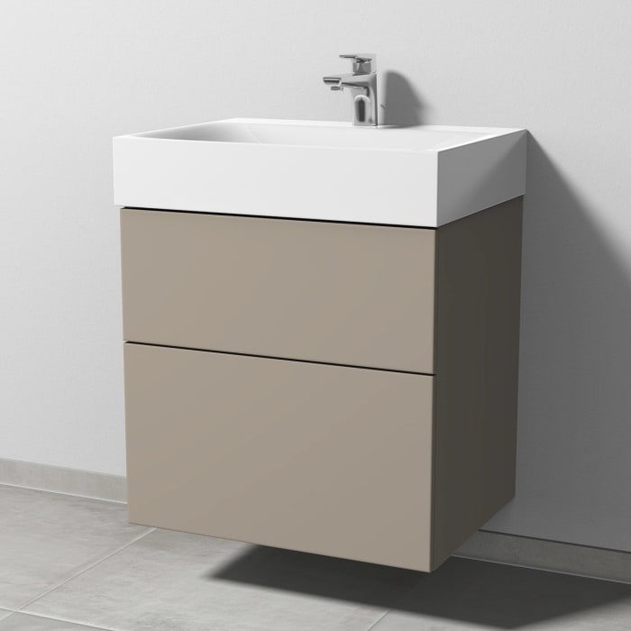 Sanipa 3way Waschtischunterbau für Stahl-Email-Waschtisch Silenio 60 cm, 2 Auszüge mit Push to open