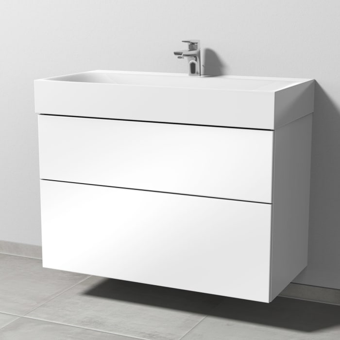 Sanipa 3way Waschtischunterbau für Stahl-Email-Waschtisch Silenio 90 cm, 2 Auszüge mit Push to open