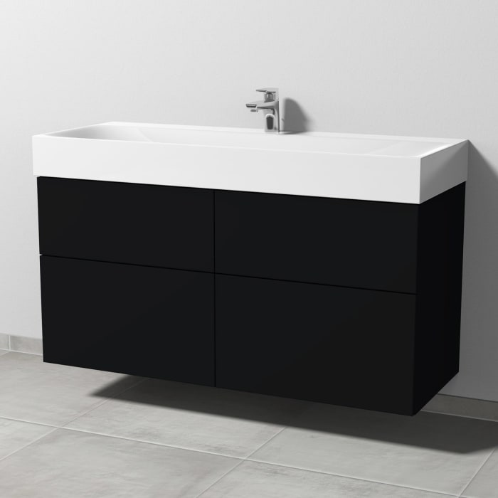 Sanipa 3way Waschtischunterbau für Stahl-Email-Waschtisch Silenio 120 cm, 4 Auszüge mit Push to open