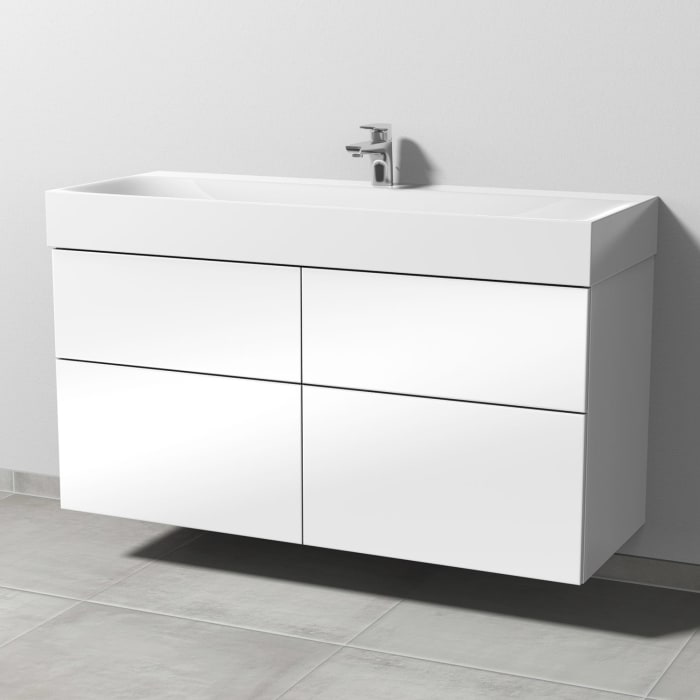 Sanipa 3way Waschtischunterbau für Stahl-Email-Waschtisch Silenio 120 cm, 4 Auszüge mit Push to open