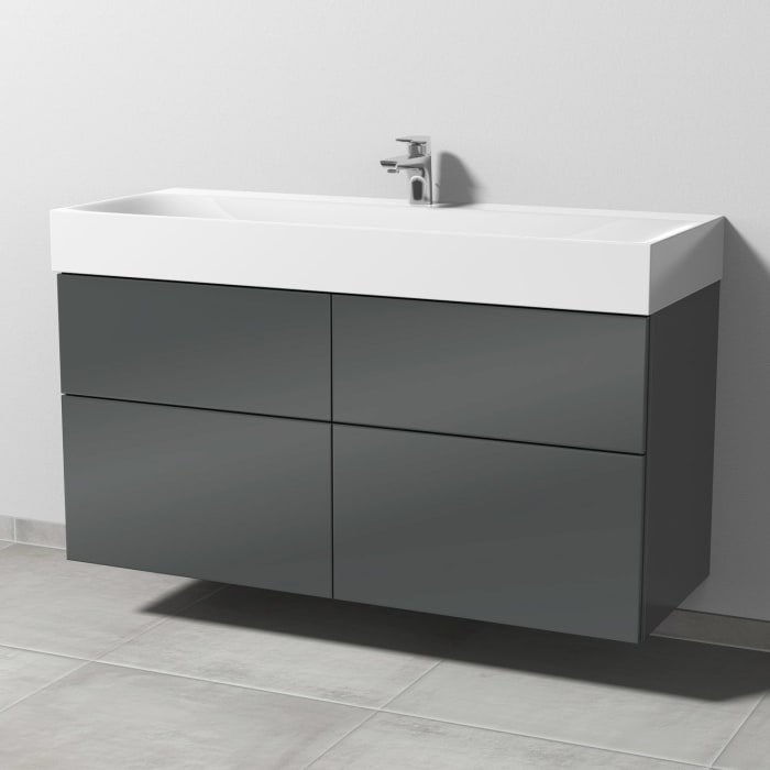 Sanipa 3way Waschtischunterbau für Stahl-Email-Waschtisch Silenio 120 cm, 4 Auszüge mit Push to open