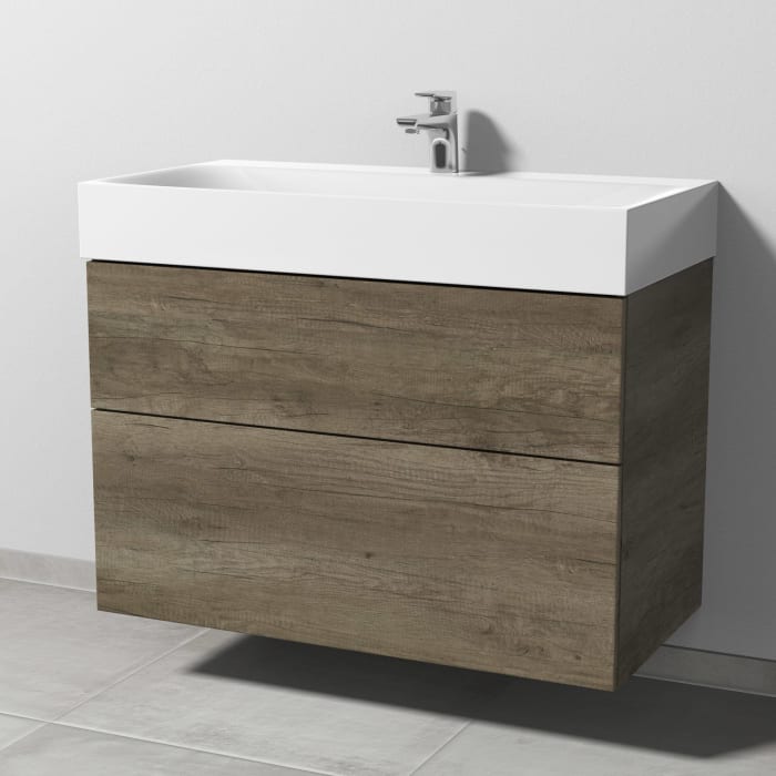 Sanipa 3way Waschtischunterbau für Stahl-Email-Waschtisch Silenio 90 cm, 2 Auszüge mit Push to open