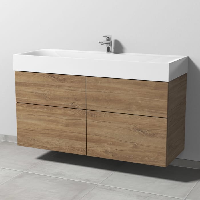 Sanipa 3way Waschtischunterbau für Stahl-Email-Waschtisch Silenio 120 cm, 4 Auszüge mit Push to open