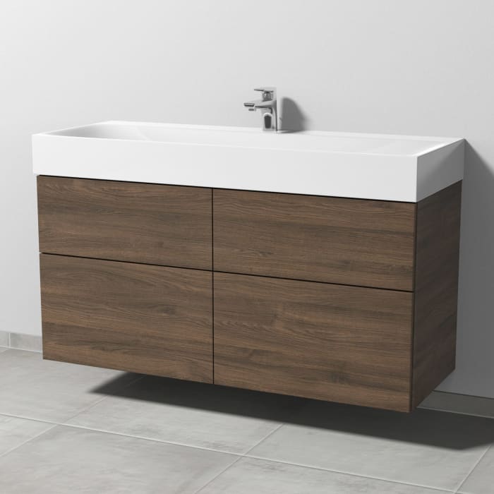 Sanipa 3way Waschtischunterbau für Stahl-Email-Waschtisch Silenio 120 cm, 4 Auszüge mit Push to open