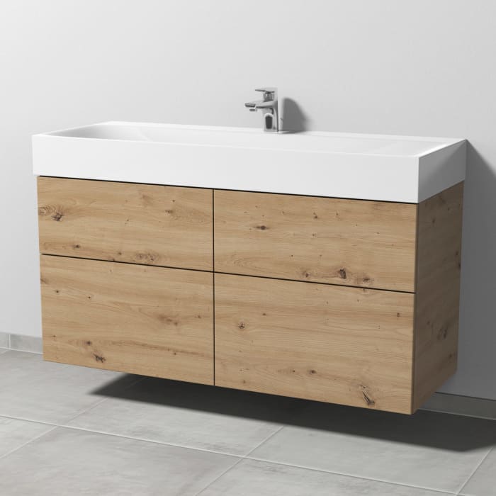 Sanipa 3way Waschtischunterbau für Stahl-Email-Waschtisch Silenio 120 cm, 4 Auszüge mit Push to open