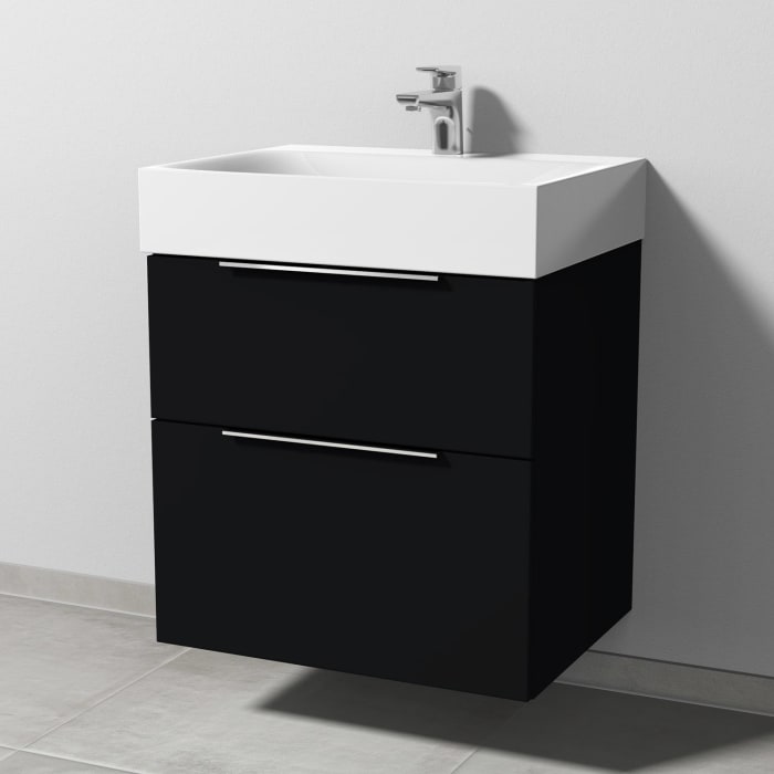 Sanipa 3way Waschtischunterbau für Stahl-Email-Waschtisch Silenio 60 cm, 2 Auszüge mit Aufsatzgriff