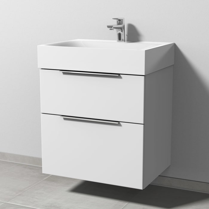 Sanipa 3way Waschtischunterbau für Stahl-Email-Waschtisch Silenio 60 cm, 2 Auszüge mit Aufsatzgriff