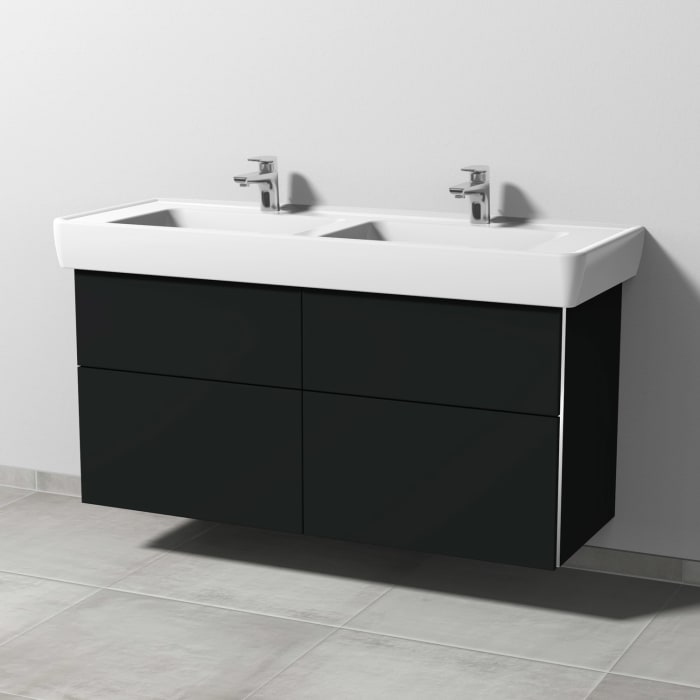 Sanipa 3way Waschtischunterbau für Keramik-Doppelwaschtisch Pro A 130 cm, 4 Auszüge mit Griffleisten