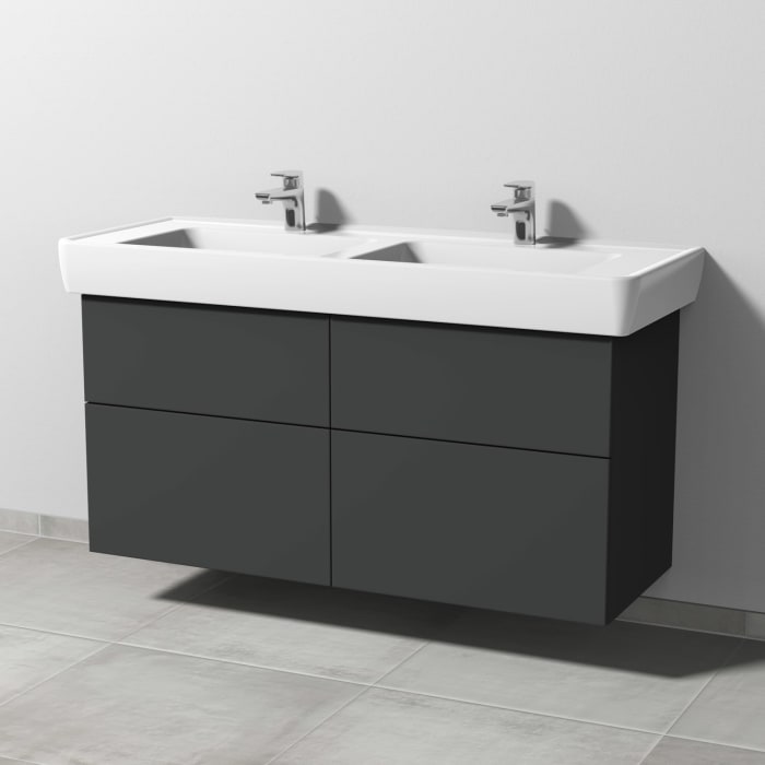 Sanipa 3way Waschtischunterbau für Keramik-Doppelwaschtisch Pro A 130 cm, 4 Auszüge mit Push to open