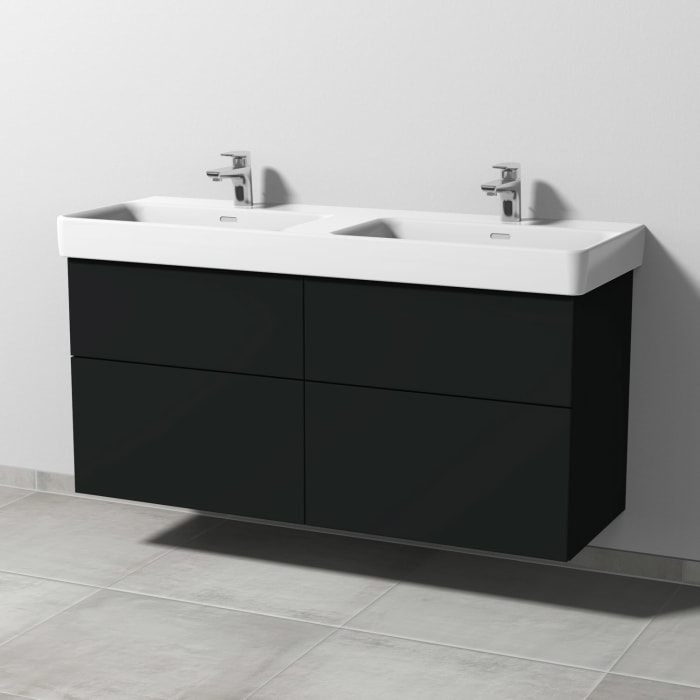 Sanipa 3way Waschtischunterbau für Keramik-Doppelwaschtisch Pro S 130 cm, 4 Auszüge mit Push to open