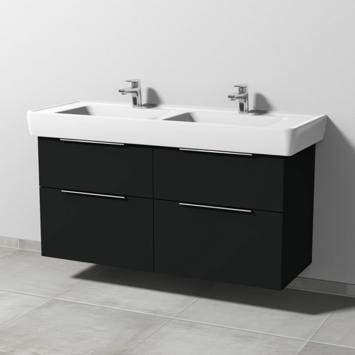 Sanipa 3way Waschtischunterbau für Keramik-Doppelwaschtisch Pro A 130 cm, 4 Auszüge mit Aufsatzgriff