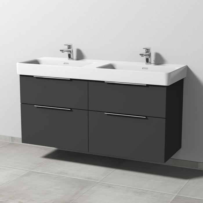 Sanipa 3way Waschtischunterbau für Keramik-Doppelwaschtisch Pro S 130 cm, 4 Auszüge mit Aufsatzgriff