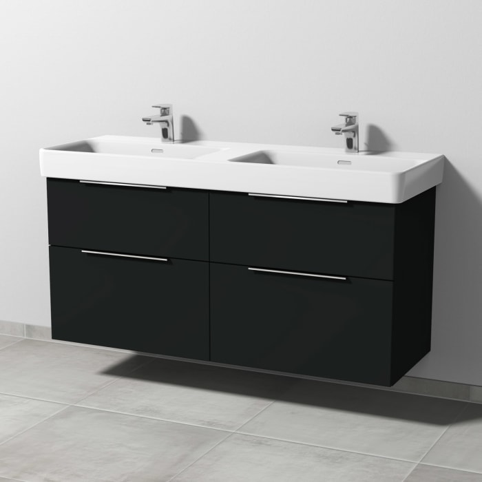 Sanipa 3way Waschtischunterbau für Keramik-Doppelwaschtisch Pro S 130 cm, 4 Auszüge mit Aufsatzgriff