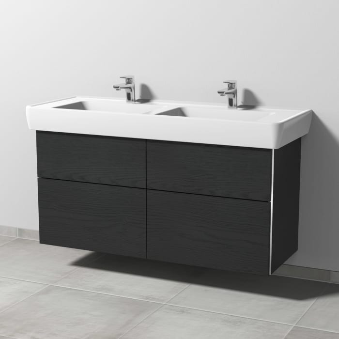 Sanipa 3way Waschtischunterbau für Keramik-Doppelwaschtisch Pro A 130 cm, 4 Auszüge mit Griffleisten