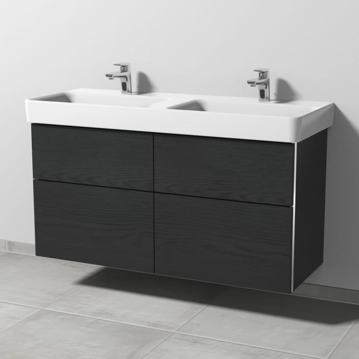 Sanipa 3way Waschtischunterbau für Keramik-Doppelwaschtisch Pro S 120 cm, 4 Auszüge mit Griffleisten