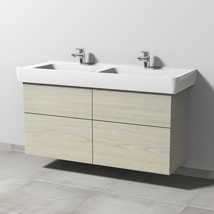 Sanipa 3way Waschtischunterbau für Keramik-Doppelwaschtisch Pro A 130 cm, 4 Auszüge mit Push to open