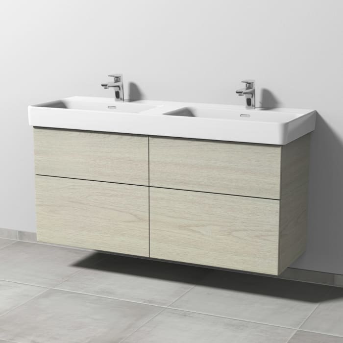 Sanipa 3way Waschtischunterbau für Keramik-Doppelwaschtisch Pro S 130 cm, 4 Auszüge mit Push to open