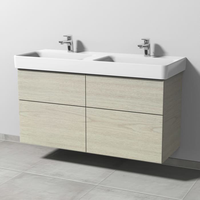 Sanipa 3way Waschtischunterbau für Keramik-Doppelwaschtisch Pro S 120 cm, 4 Auszüge mit Push to open