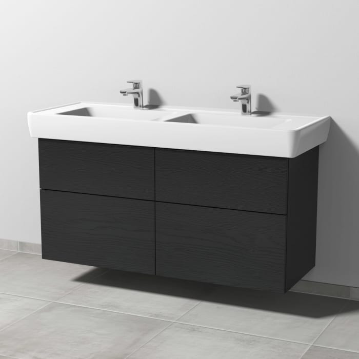 Sanipa 3way Waschtischunterbau für Keramik-Doppelwaschtisch Pro A 130 cm, 4 Auszüge mit Push to open