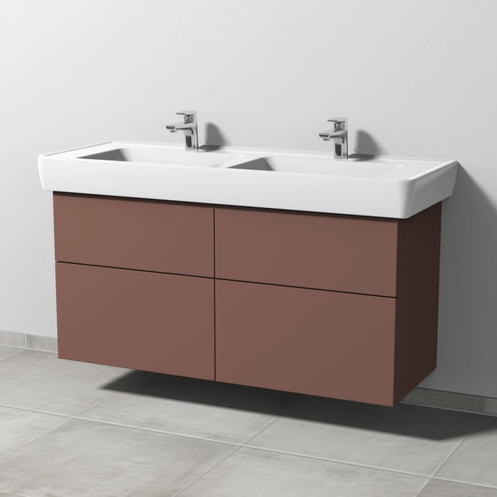 Sanipa 3way Waschtischunterbau für Keramik-Doppelwaschtisch Pro A 130 cm, 4 Auszüge mit Push to open