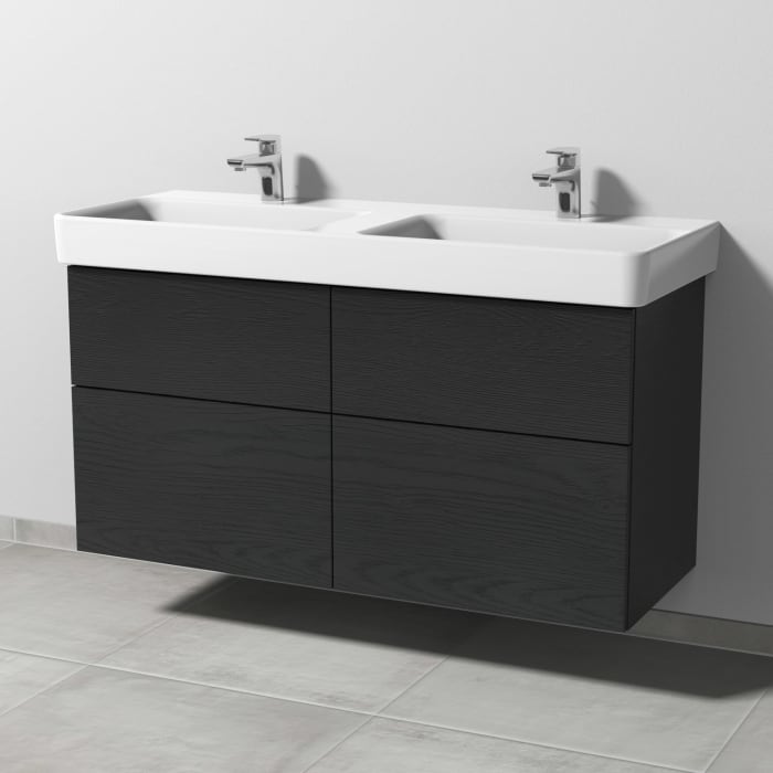 Sanipa 3way Waschtischunterbau für Keramik-Doppelwaschtisch Pro S 120 cm, 4 Auszüge mit Push to open