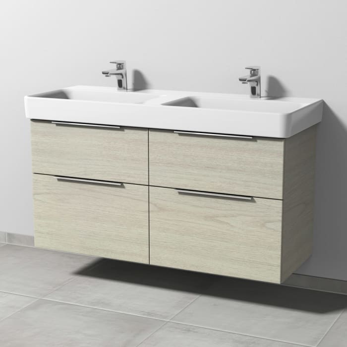 Sanipa 3way Waschtischunterbau für Keramik-Doppelwaschtisch Pro S 120 cm, 4 Auszüge mit Aufsatzgriff