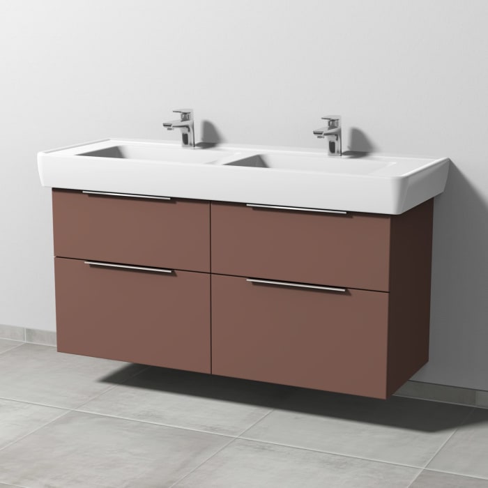 Sanipa 3way Waschtischunterbau für Keramik-Doppelwaschtisch Pro A 130 cm, 4 Auszüge mit Aufsatzgriff
